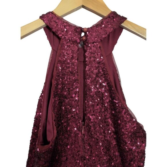 Miss Kim USA Sequin Halter Dress Womens M Red Sleeveless Holiday Party Event - Picture 3 of 12
